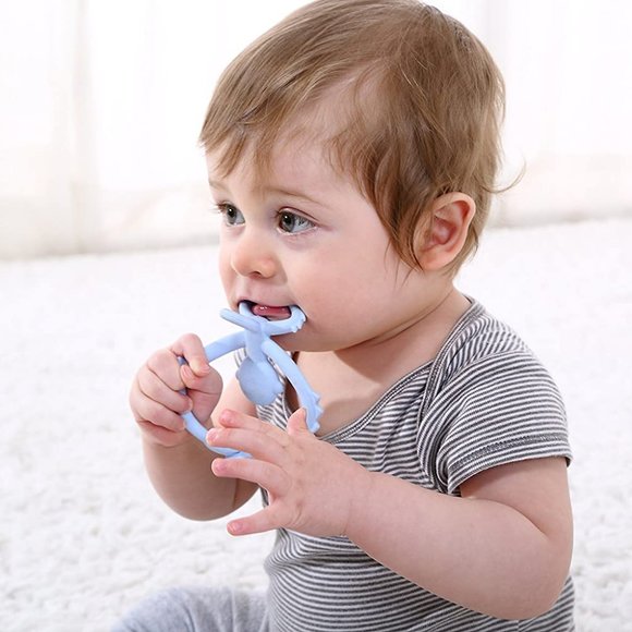 Mombella Hugging Monkey Teether Toy Light Blue New - Picture 7 of 9